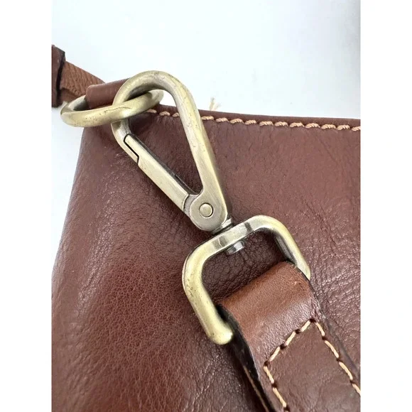 Persaman Work Tote Bag Brown Leather Top Zip Double Handles Crossbody Strap